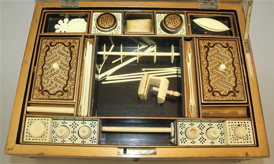 A Chinese export lacquer work box, 13.25in.